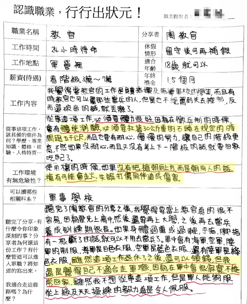 「認識職業，行行出狀元」—軍人
